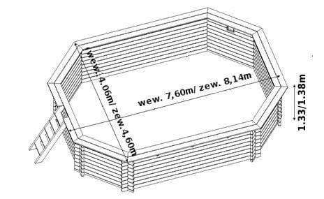 Basen drewniany DIAMOND 8,14 x 4,60 x 1,38 m-Baseny-Baseny.pl